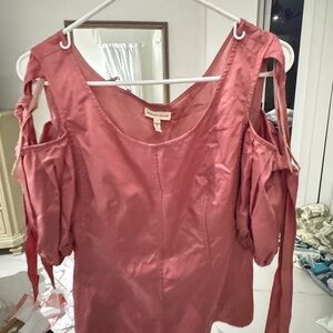 Rebecca Taylor Pink Cut Out Tie Front Blouse